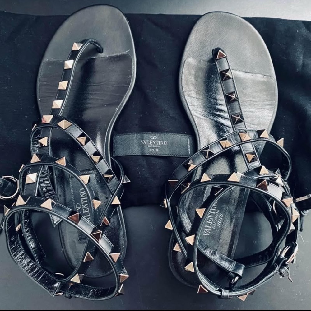 Valentino Garvani Black Studded Sandals